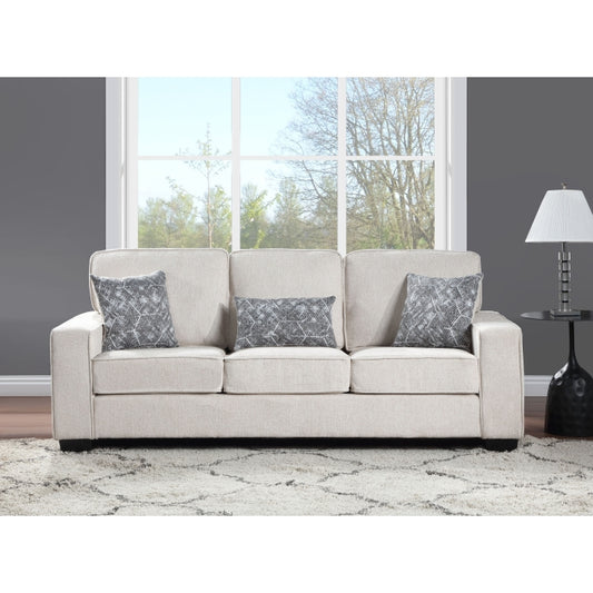BEIGE Fabric Comfort Cushioned Square Arm Loveseat