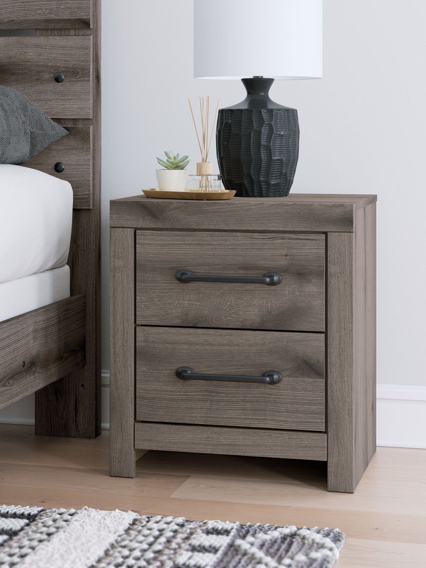 Urbanoore - Two Drawer Night Stand - Brown Gray