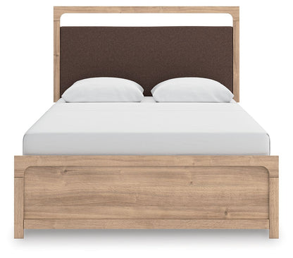 Hollymount - Queen Upholstered Panel Bed - Tan