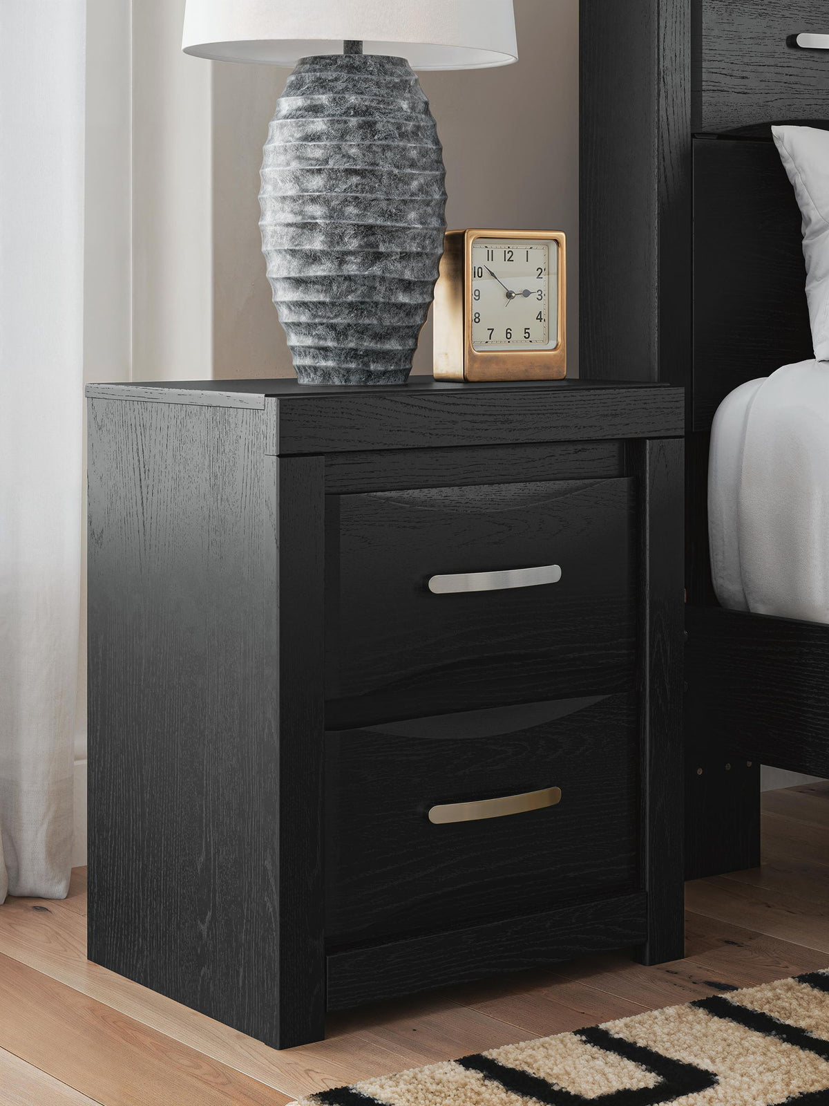 Jeffon - Two Drawer Night Stand - Black