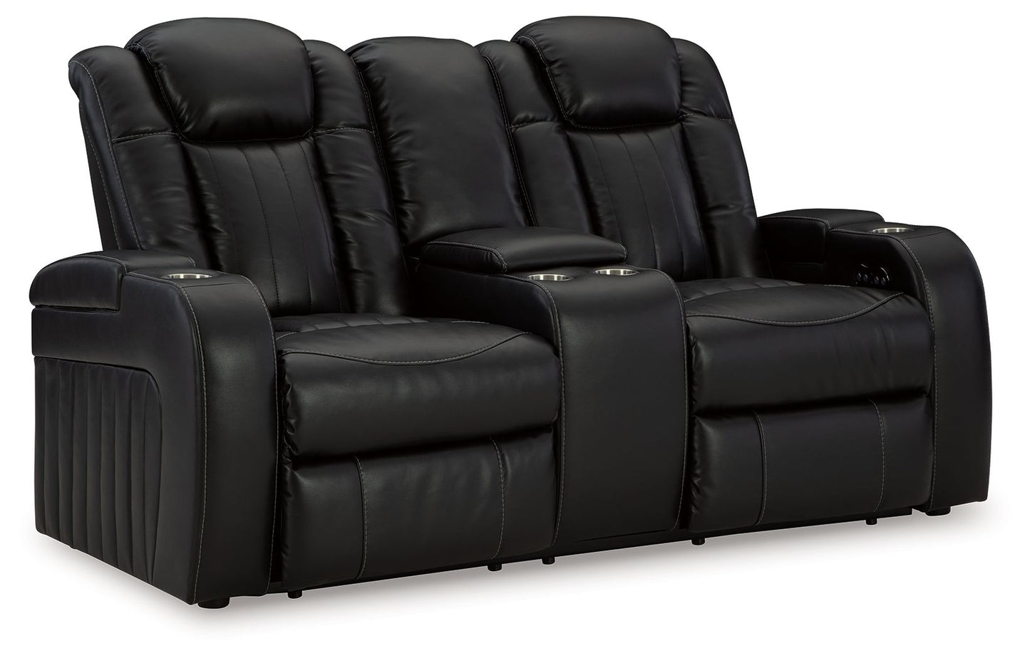 Caveman Den - Power Reclining Loveseat with Console/ Adj Hdrst - Midnight
