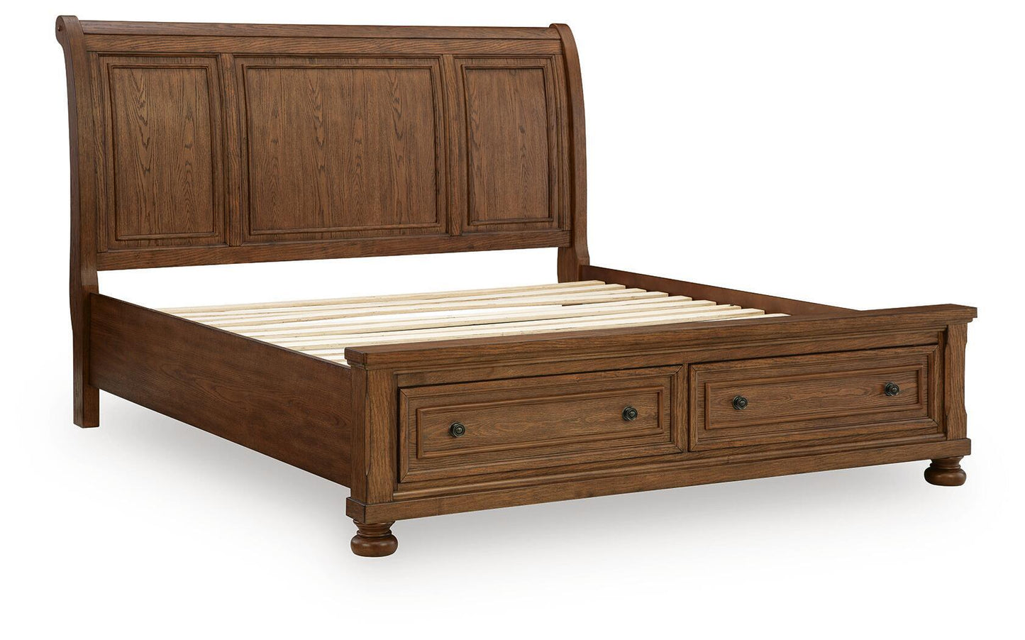Havenstein - King Sleigh Storage Bed - Warm Brown
