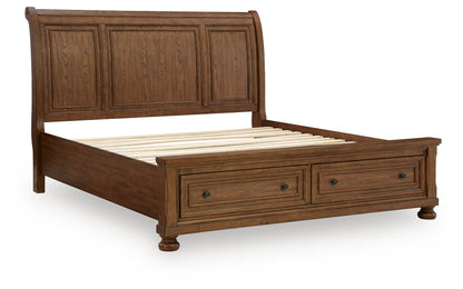 Havenstein - King Sleigh Storage Bed - Warm Brown