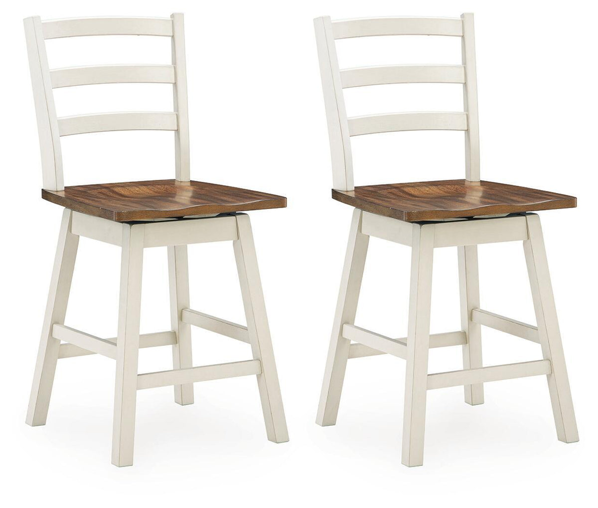 Jendanton - Swivel Stool (Set of 2) - Brown / Antique White