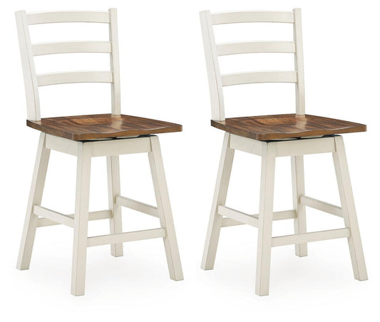 Jendanton - Swivel Stool (Set of 2) - Brown / Antique White