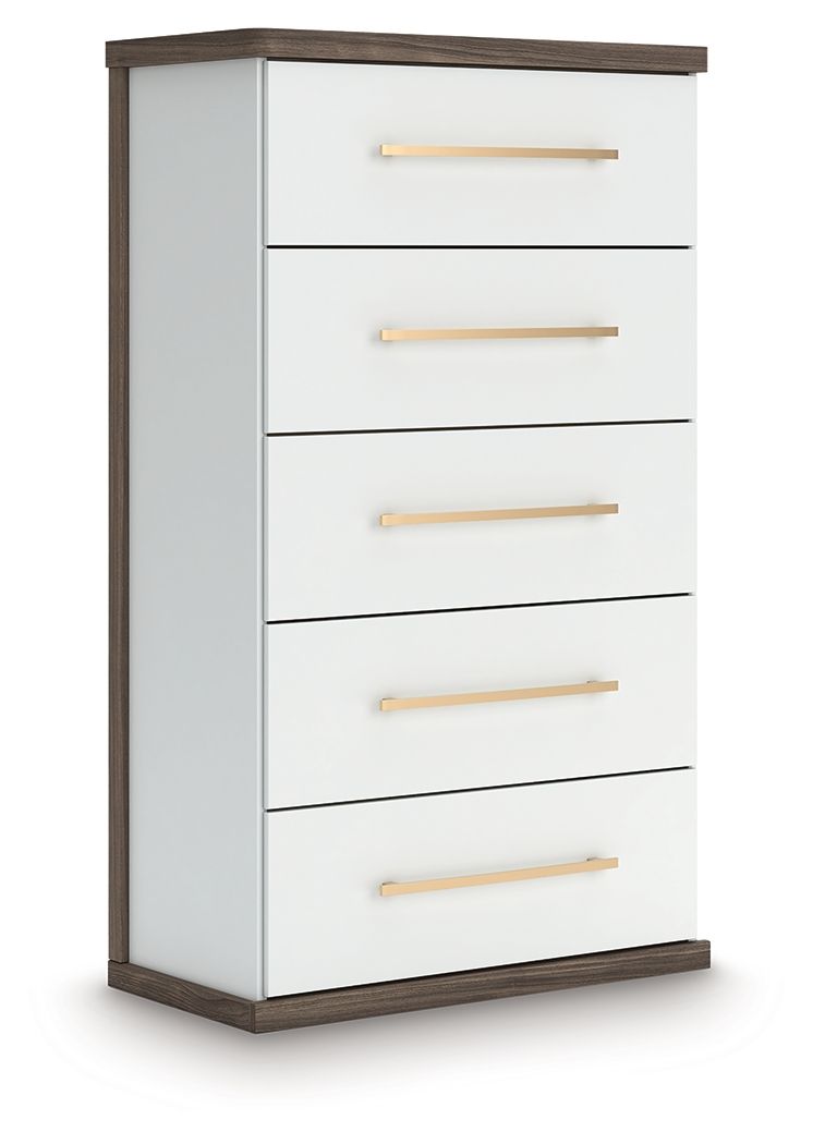 Mazilar - Five Drawer Chest - Brown / White