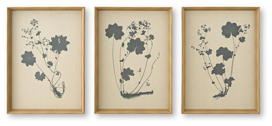 Huddwick - Wall Art Set (Set of 3) - Linen / Black