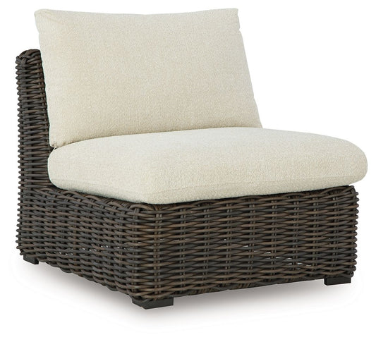 Kimora - Armless Chair With Cushion - Beige / Dark Brown
