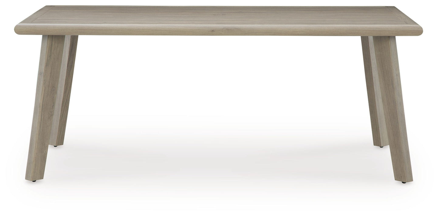 Carisbo - Rectangle Dining Table With Umbrella Option - Beige