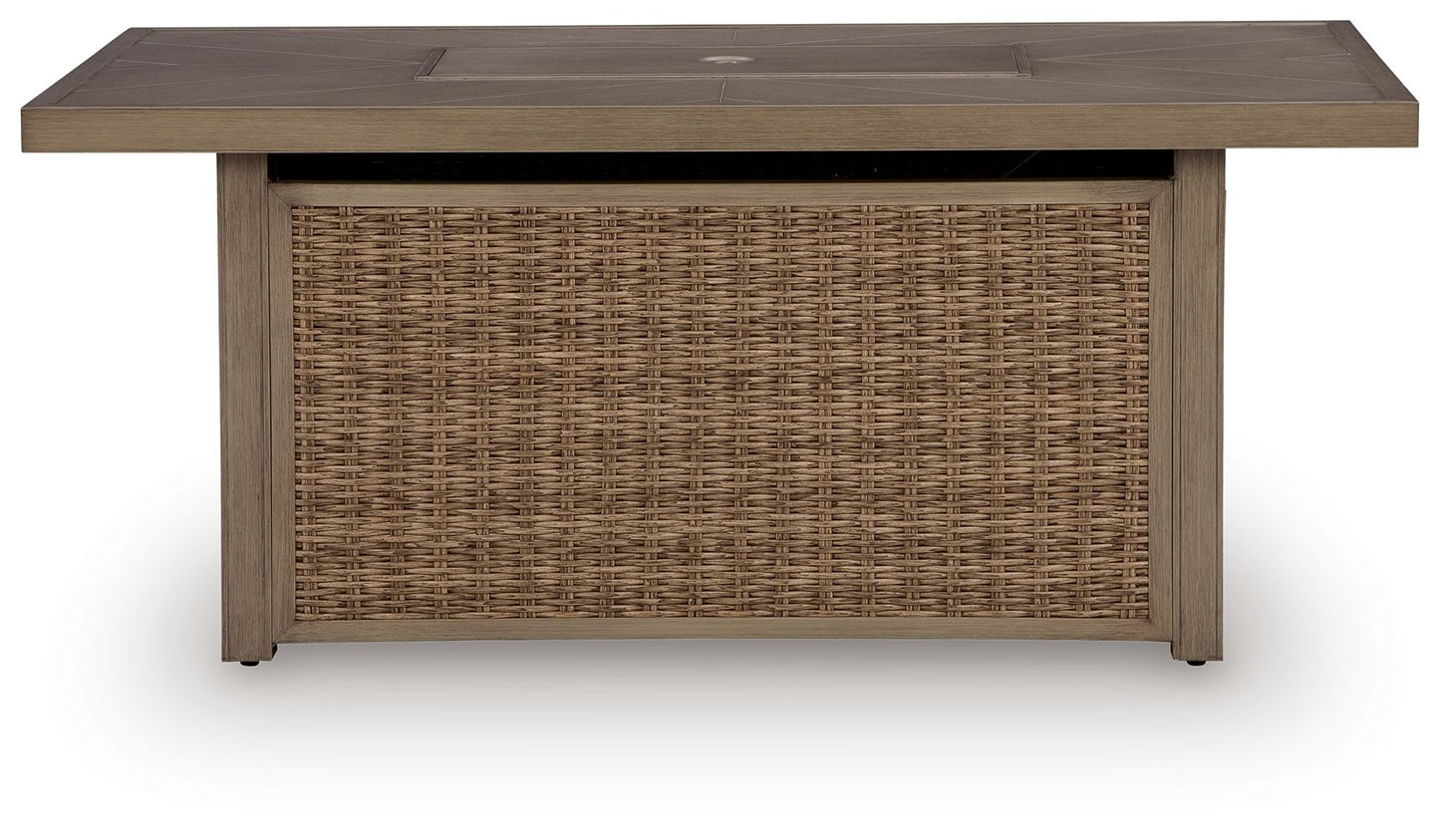 Revare Beach - Rectangular Fire Pit Table - Beige