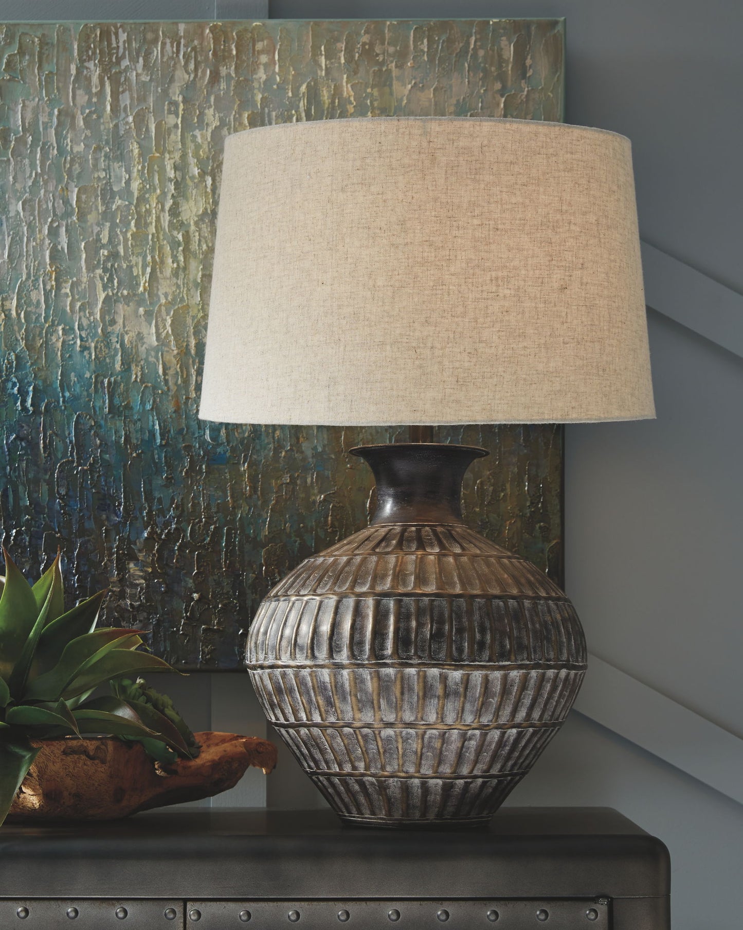 Magan - Metal Table Lamp  - Antique Bronze Finish