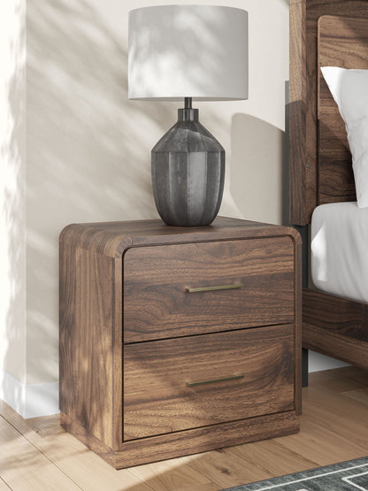 Hollinaze - Two Drawer Night Stand - Walnut Brown