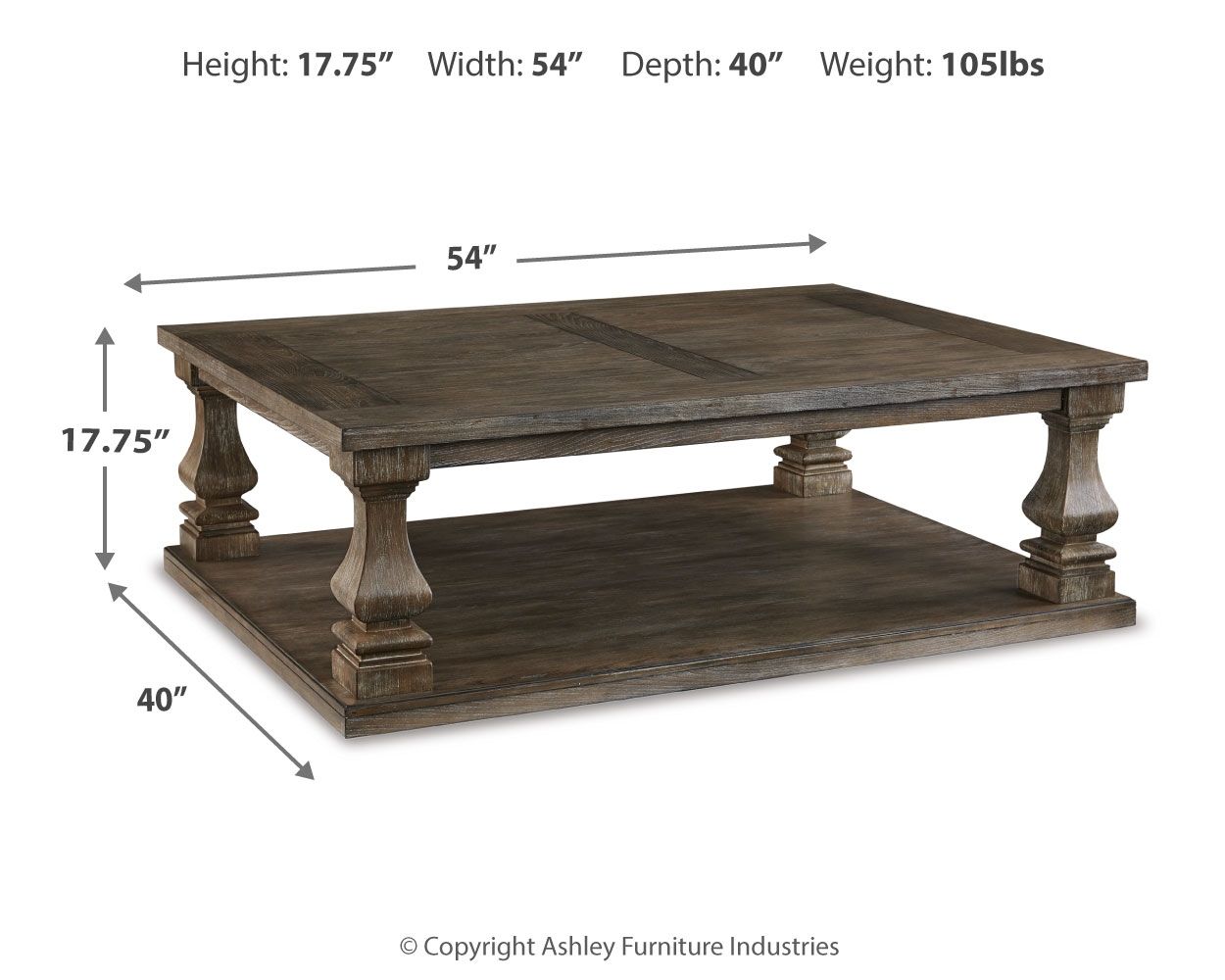 Johnelle - Rectangular Cocktail Table - Gray