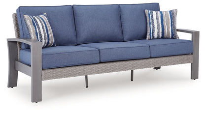 Dillon Beach - Sofa With Cushion - Blue / Gray