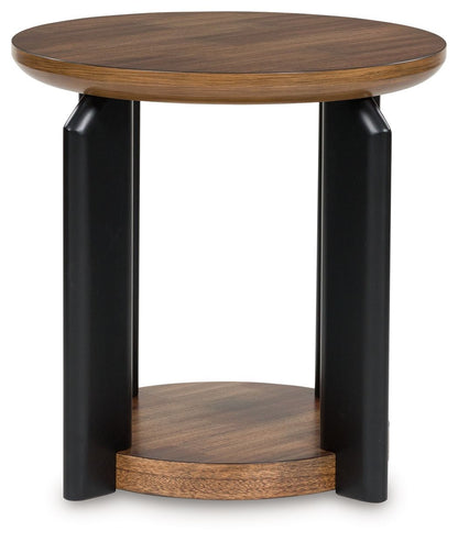 Kraeburn - Round End Table - Brown / Black