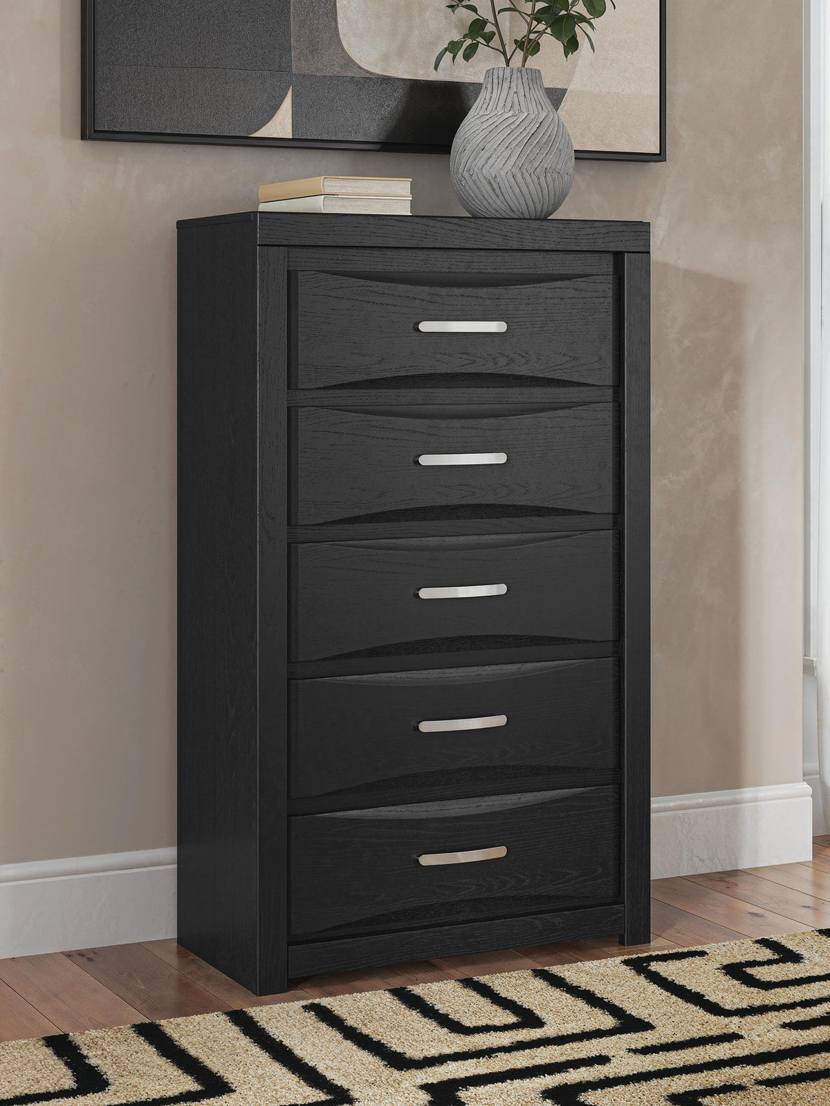 Jeffon - Five Drawer Chest - Black