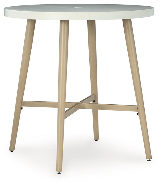 Seton Creek - Round Bar Table With Umbrella Option - Beige