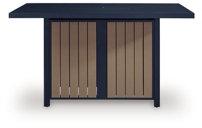 Mabry Shores - Rectangular Bar Table With Fire Pit - Blue