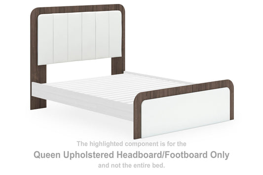 Mazilar - Queen Upholstered Headboard/Footboard - Brown / White
