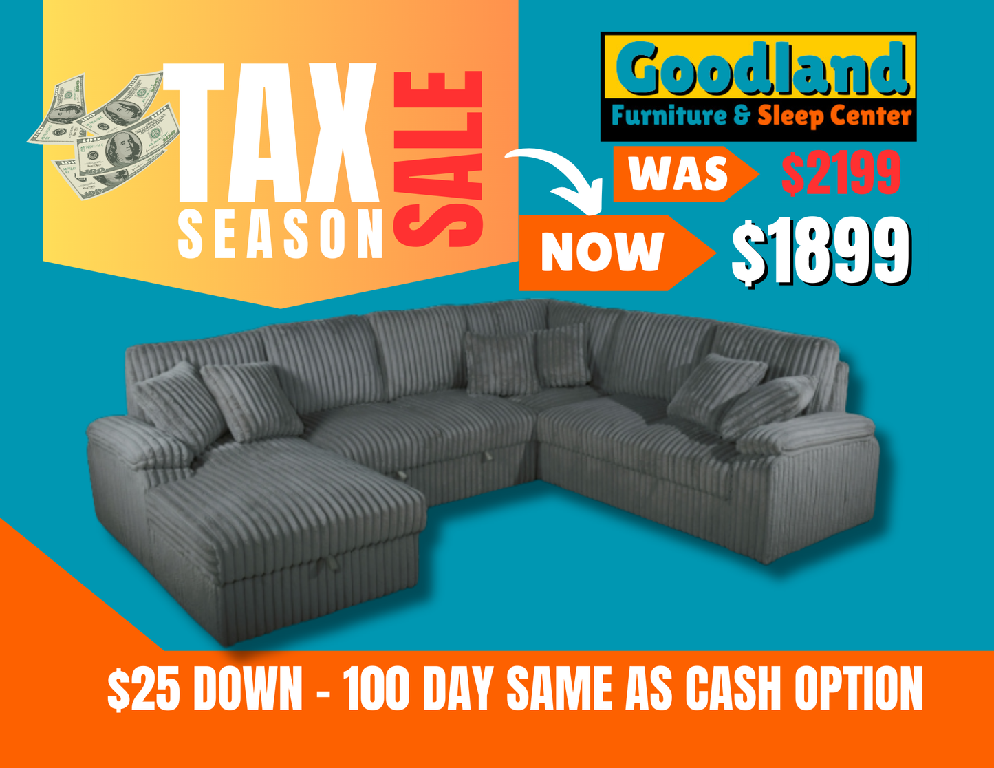 4 Piece Sectional With Storage and Pullout