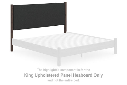 Cadmori - King Upholstered Panel Headboard - Black / Brown