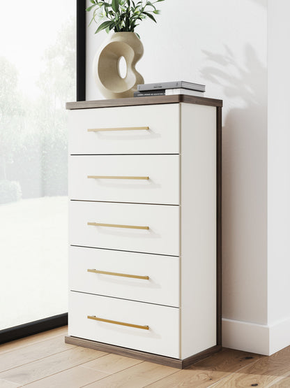 Mazilar - Five Drawer Chest - Brown / White