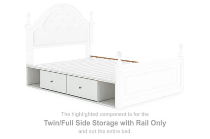 Maylilly - Twin/Full Side Storage With Rail - White