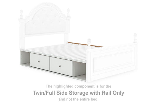 Maylilly - Twin/Full Side Storage With Rail - White