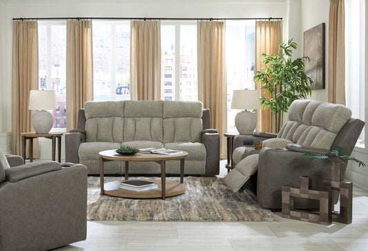 Stately Check - Reclining Sofa Set