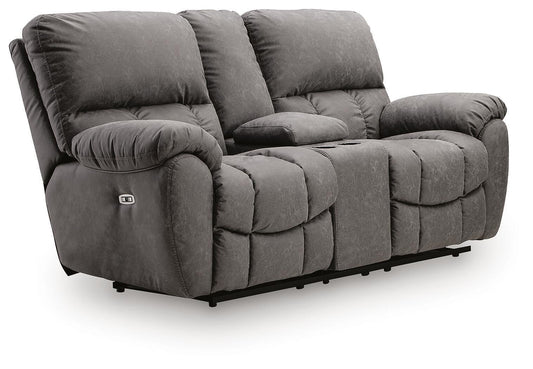 Hadrian Pike - Power Reclining Loveseat/Console/Adjustable Headrest - Galaxy