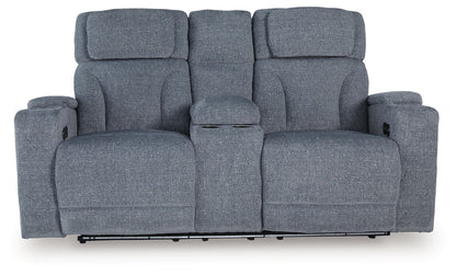 Forest Lake - Power Reclining Loveseat with Console - Steel