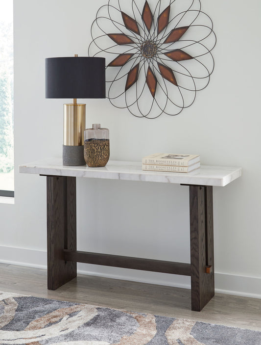 Burkhaus - Sofa Table - White / Dark Brown