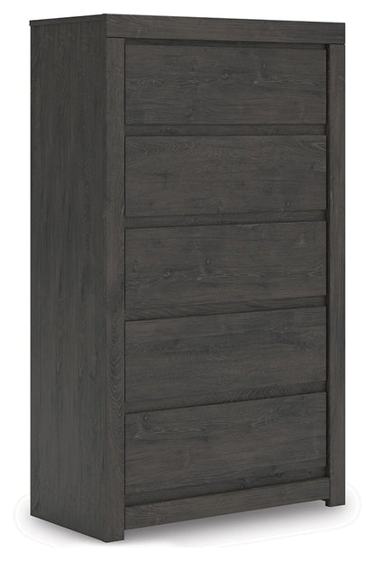 Parlayon - Five Drawer Chest - Charcoal