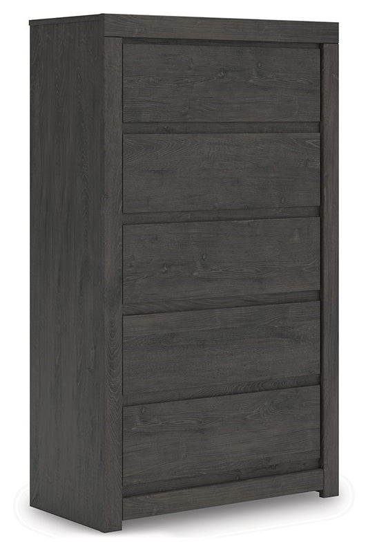 Parlayon - Five Drawer Chest - Charcoal