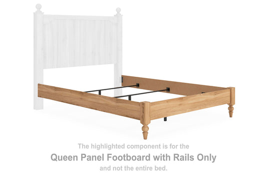 Galletyn - Queen Panel Footboard With Rails - Warm Brown