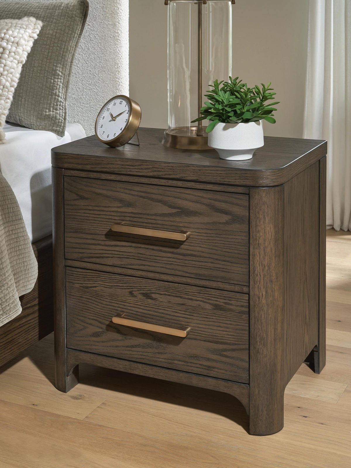 Darimore - Two Drawer Night Stand - Burnished Brown