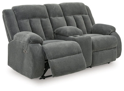 Greely Bend - Double Relcining Power Loveseat With Console