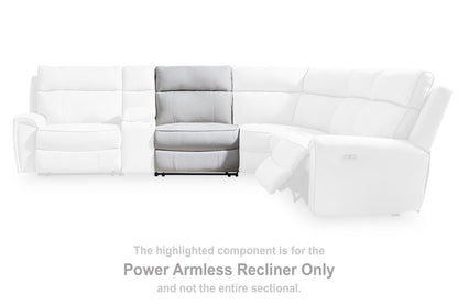 Grafton Pike - Power Armless Recliner With Adjustable Headrest - Pearl / Ash