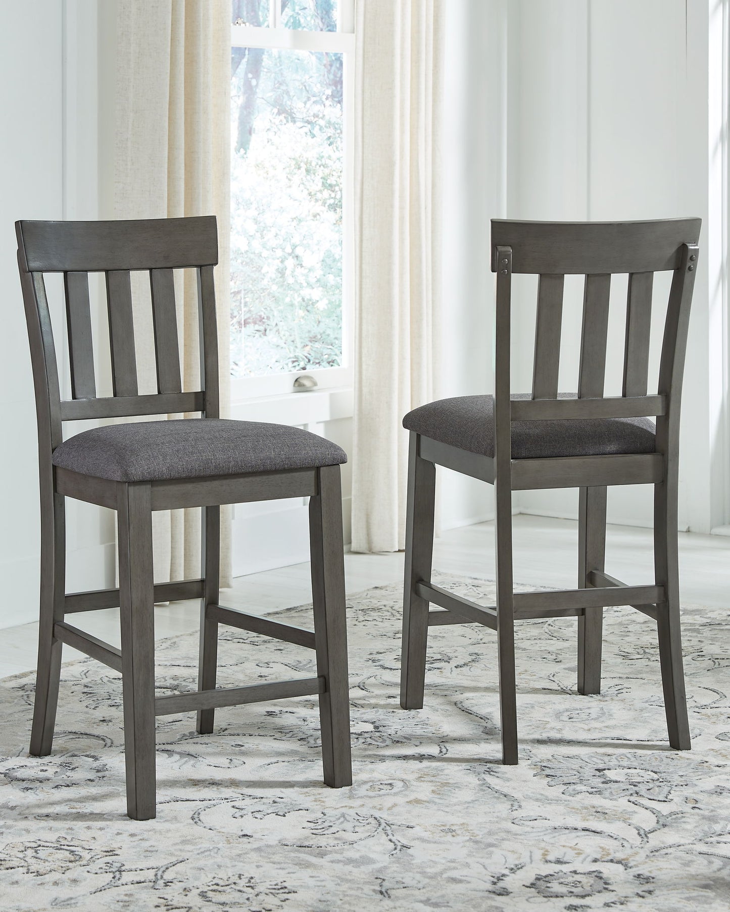 Hallanden - Upholstered Barstool (Set of 2) - Black / Gray