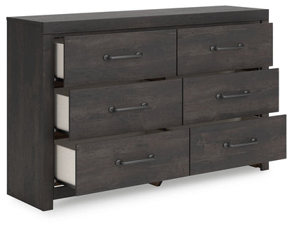 Delmorta - Six Drawer Dresser - Dark Gray