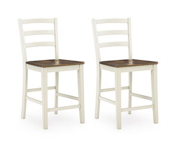 Jendanton - Barstool (Set of 2) - Brown / Antique White