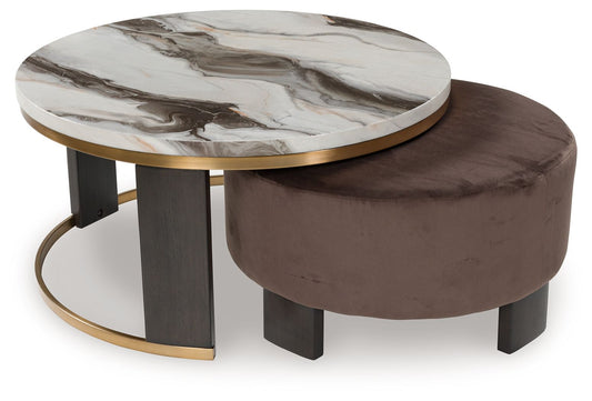 Jazmore - Nesting Cocktail Tables (Set of 2) - Brown / Brass Finish