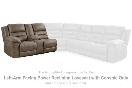 Ravenel - Laf Dbl Reclining Power Loveseat With Console - Faux Leather - Fossil