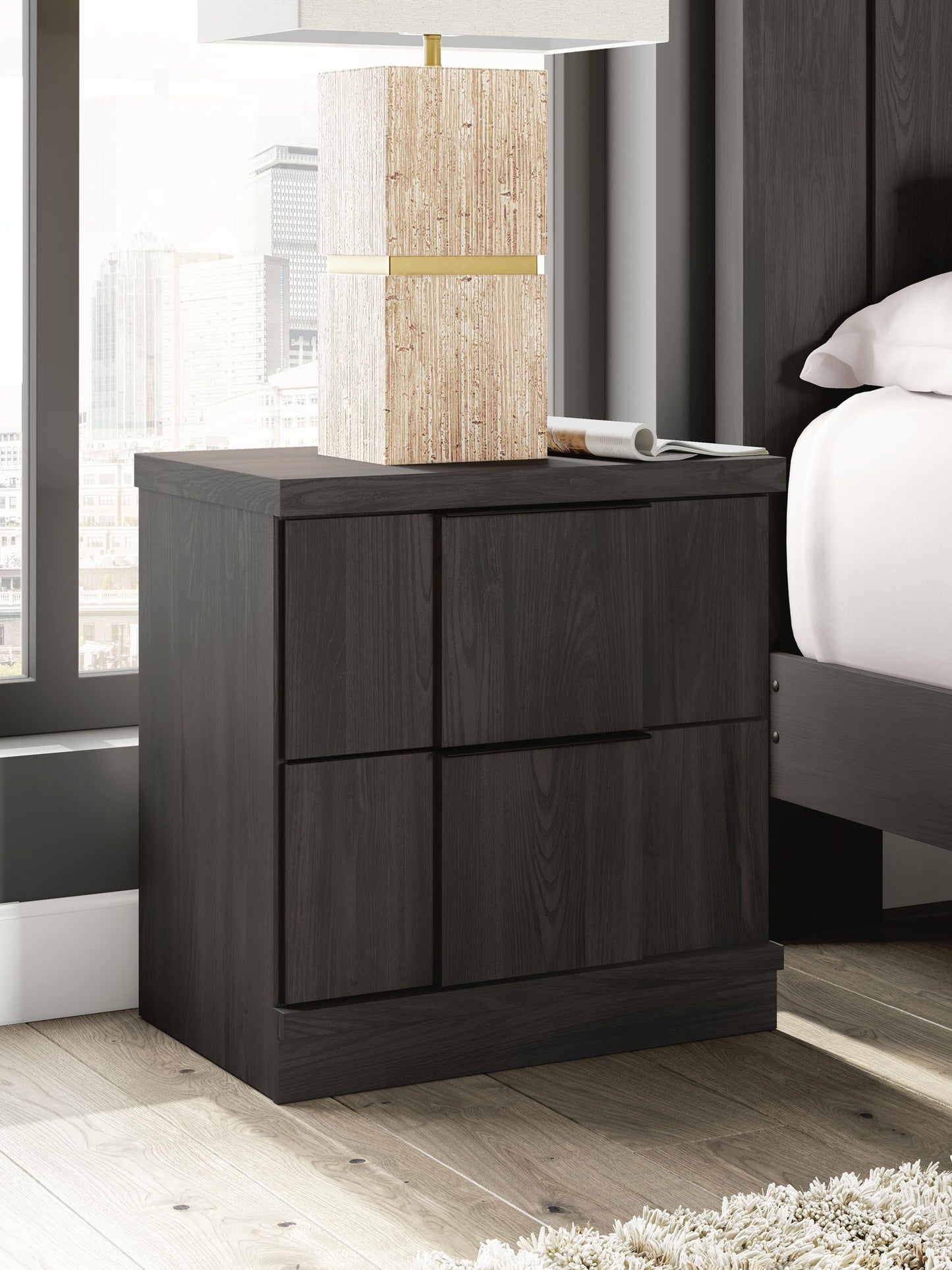 Jadiston - Two Drawer Night Stand - Dark Brown