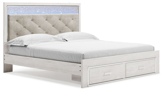 Altyra - King Upholstered Storage Bed - White