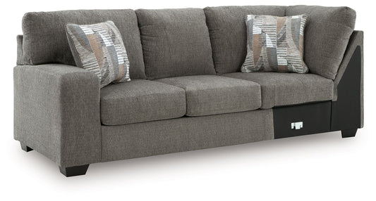Newellen - LAF Sofa With Corner Wedge - Greystone