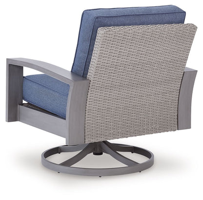 Dillon Beach - Swivel Lounge With Cushion - Blue / Gray