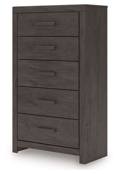 Prendonea - Five Drawer Chest - Charcoal