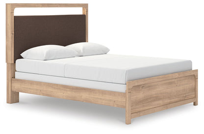 Hollymount - Queen Upholstered Panel Bed - Tan