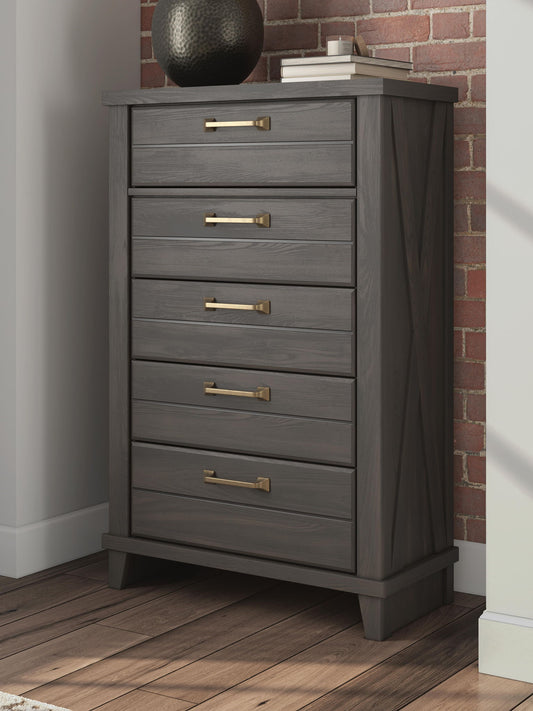 Brazen Valley - Five Drawer Chest - Dark Brown